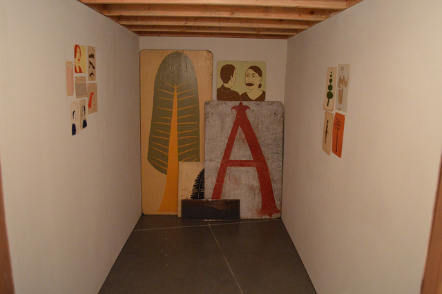 Paintings by Margaret Kilgallen inside a structure painted by McGee. Photo by Pat Falco