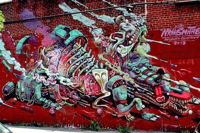 Nychos with Mexican artist Smithe at the Bushwick Collective