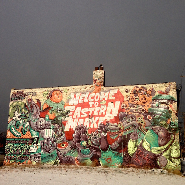 A mural in Detroit by The Weird. Or is it graffiti? Photo by RJ Rushmore.