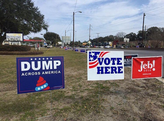 Hanksy outside of a polling place in South Carolina. Photo courtesy of Hanksy.